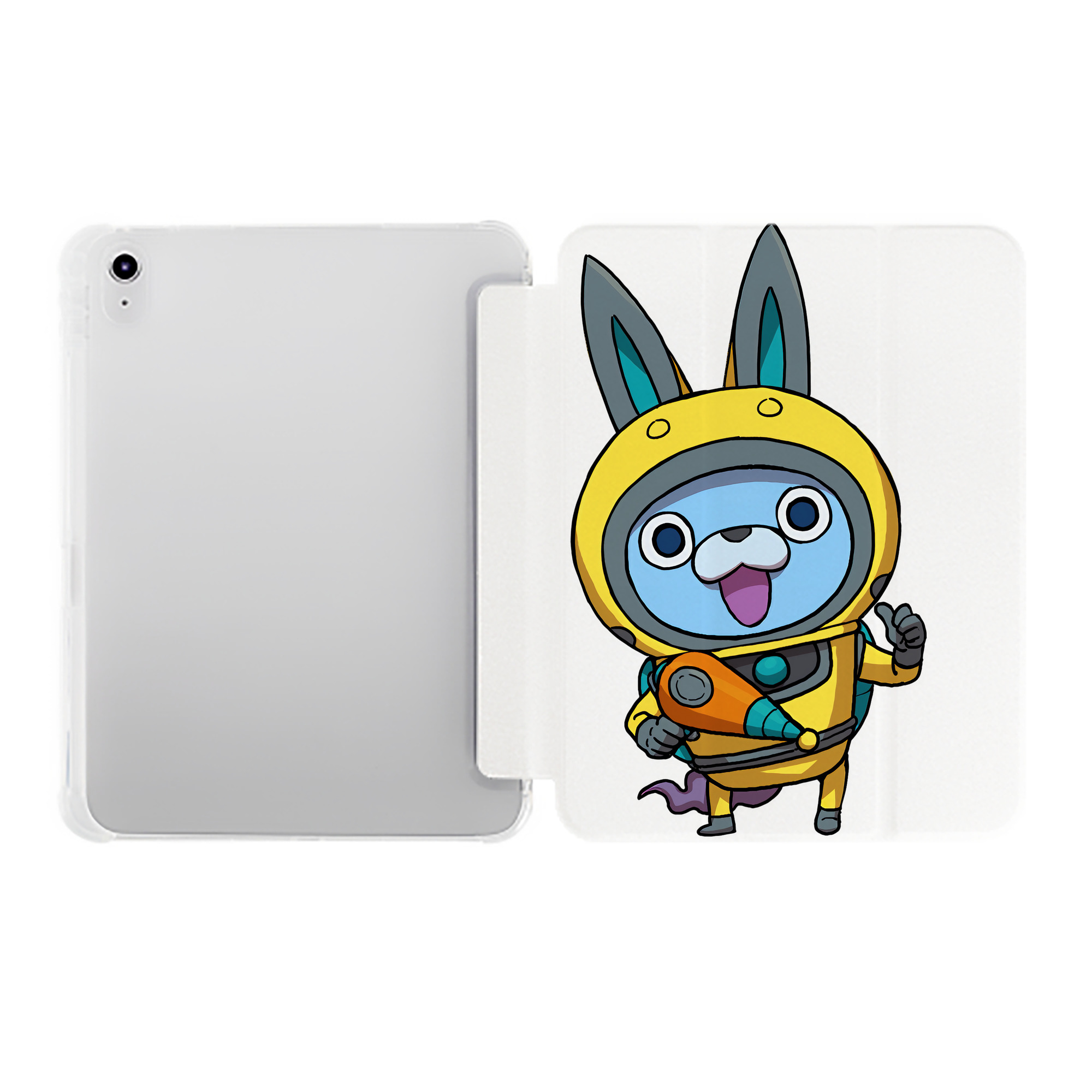 （画像用） 妖怪ウォッチ Yo-kai Watch IPad ケース ペン収納付き 三つ折りスタンド PUレザー×シリコン 対応機種9.5/10.5/10.9インチ